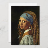 Meisje met een parelaarparodie feestdagenkaart (Voorkant / Achterkant)