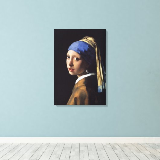 Meisje met een parelaartje - Johannes Vermeer Canvas Afdruk (Insitu (Houten vloer))