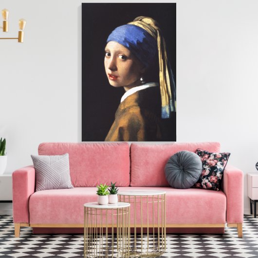 Meisje met een parelaartje - Johannes Vermeer Canvas Afdruk (Insitu (Woonkamer))