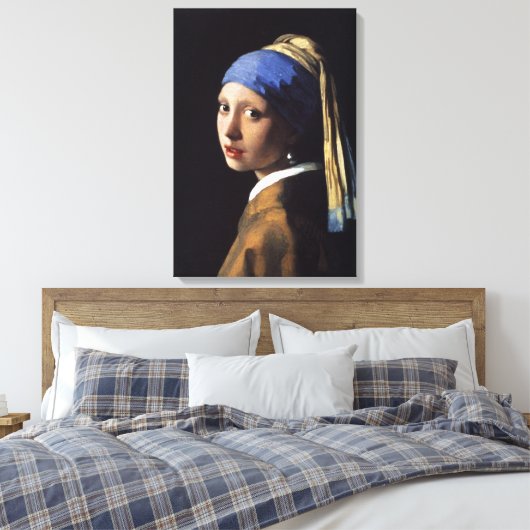 Meisje met een parelaartje - Johannes Vermeer Canvas Afdruk (Insitu (Slaapkamer))