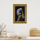 Meisje met een parelaartje - zelfschot poster (Keuken)