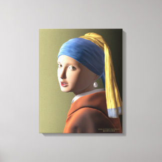 Meisje met een pareldoek canvas afdruk