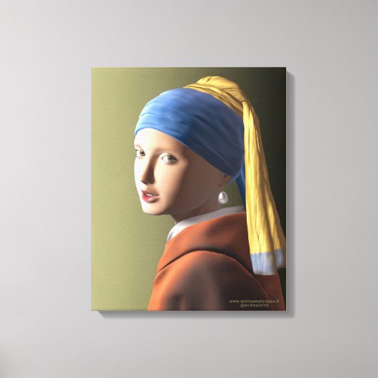 Meisje met een pareldoek canvas afdruk (Voorkant)