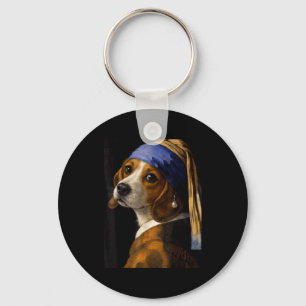 Meisje met een pareloorhangende beagle grappige ho sleutelhanger