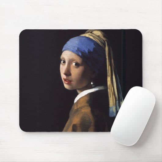 Meisje met een parelschilder van Vermeer Muismat (Met muis)