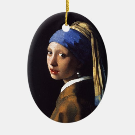 Meisje met een pareltje, van Vermeer Keramisch Ornament (Voorkant)