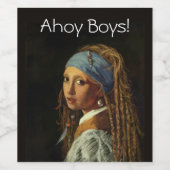 Meisje met een Pearl die Parody veroudert Wijn Etiket (Enkel label)