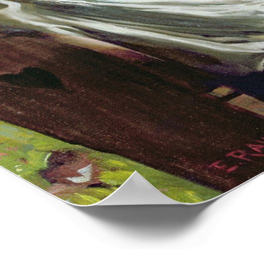 Meisje met een Pet in het berglandschap Poster (Hoek)