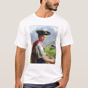 Meisje met een Pet in het berglandschap T-shirt