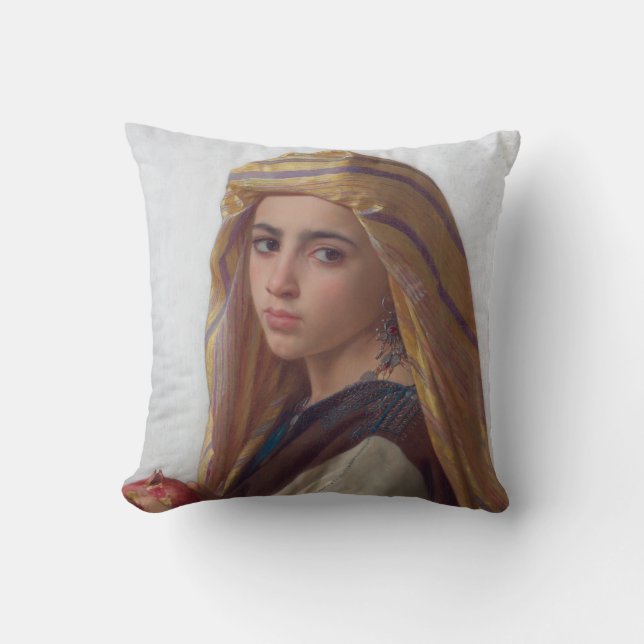 Meisje met een Pomegranaat door W.A. Bouguereau Kussen (Voorkant)