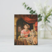 Meisje met een pop in het binnenland briefkaart (Staand voorkant)