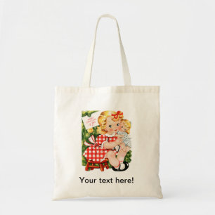 meisje met een pop tote bag