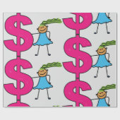 Meisje met een poppenbord cadeaupapier (Vlak)