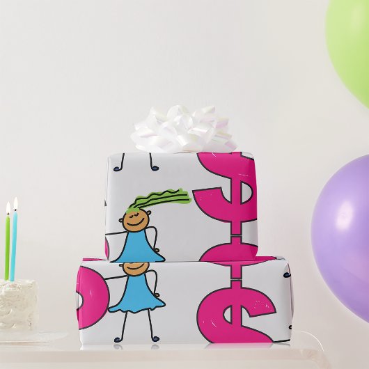 Meisje met een poppenbord cadeaupapier