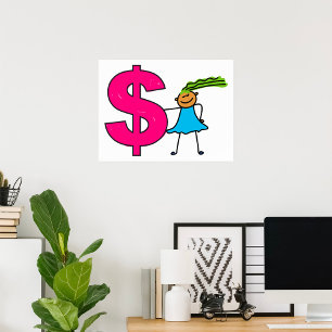 Meisje met een poppenbord poster