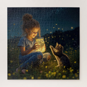 Meisje met een pot vol vuurvliegjes legpuzzel