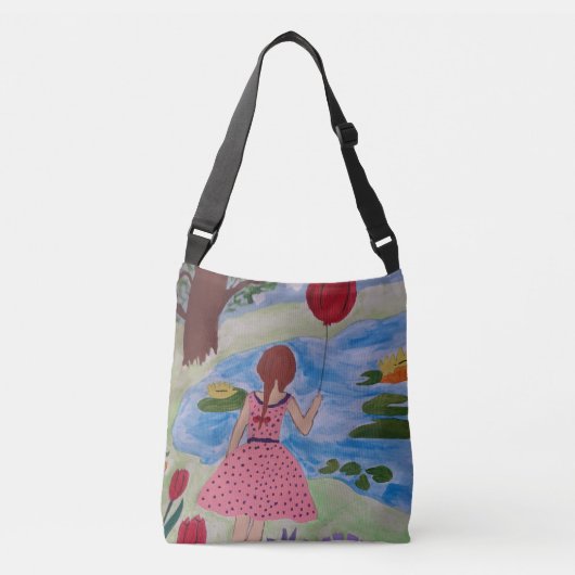 Meisje met een rode ballon crossbody tas (Voorkant)