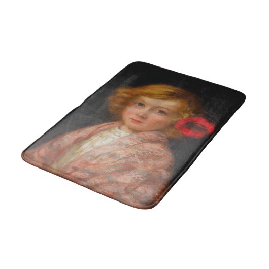 Meisje met een rode bloem in haar haar badmat (Gekanteld)