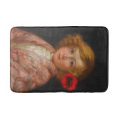 Meisje met een rode bloem in haar haar badmat (Voorkant)