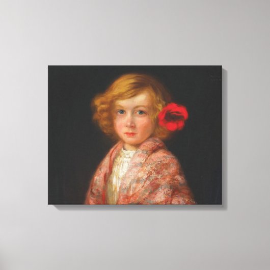 Meisje met een rode bloem in haar haar canvas afdruk (Voorkant)