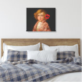 Meisje met een rode bloem in haar haar canvas afdruk (Insitu (Slaapkamer))