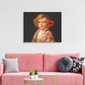 Meisje met een rode bloem in haar haar canvas afdruk (Insitu (Woonkamer))