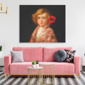 Meisje met een rode bloem in haar haar canvas afdruk (Insitu (Woonkamer))