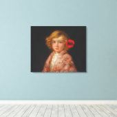 Meisje met een rode bloem in haar haar canvas afdruk (Insitu (Houten vloer))