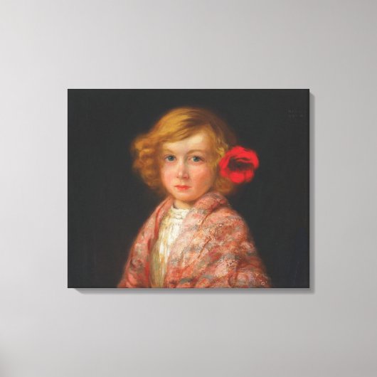 Meisje met een rode bloem in haar haar canvas afdruk (Voorkant)