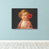 Meisje met een rode bloem in haar haar canvas afdruk (Insitu (Houten vloer))