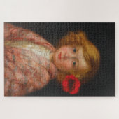 Meisje met een rode bloem in haar haar legpuzzel (Horizontaal)