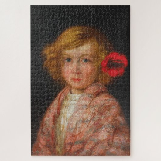 Meisje met een rode bloem in haar haar legpuzzel (Verticaal)