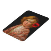 Meisje met een rode bloem in haar haar magneet (Linkerzijde)