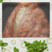 Meisje met een rode bloem in haar haar theedoek (Gevouwen)