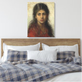 Meisje met een Rode sjah (door Alexei Harlamoff) Canvas Afdruk (Insitu (Slaapkamer))