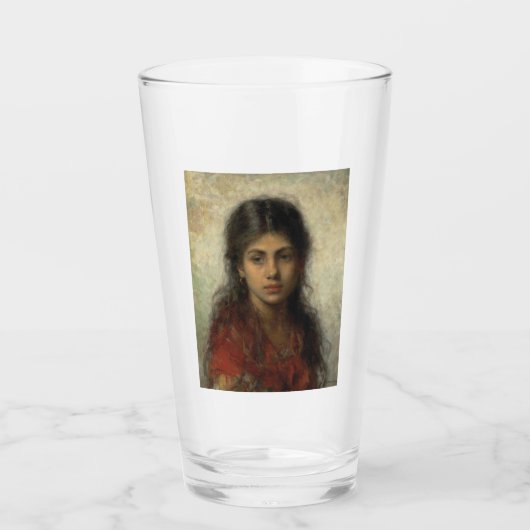 Meisje met een Rode sjah (door Alexei Harlamoff) Glas (Voorkant)