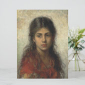 Meisje met een Rode sjah (door Alexei Harlamoff) Kaart (Staand voorkant)