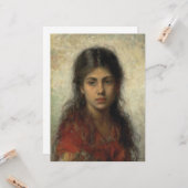 Meisje met een Rode sjah (door Alexei Harlamoff) Kaart (Voorkant / Achterkant in situ)