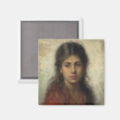Meisje met een Rode sjah (door Alexei Harlamoff) Magneet (Voorkant / Achterkant)