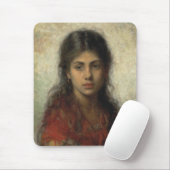 Meisje met een Rode sjah (door Alexei Harlamoff) Muismat (Met muis)