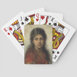 Meisje met een Rode sjah (door Alexei Harlamoff) Pokerkaarten