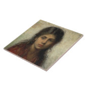 Meisje met een Rode sjah (door Alexei Harlamoff) Tegeltje (Zijkant)