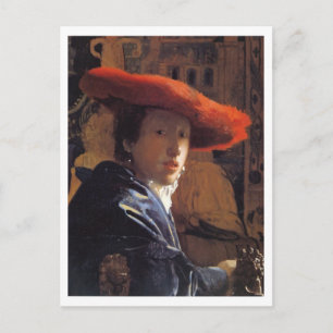 Meisje met een rood Pet, c.1665 (olie op het panee Briefkaart