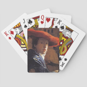 Meisje met een rood Pet, c.1665 (olie op het panee Pokerkaarten