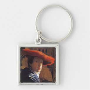 Meisje met een rood Pet, c.1665 (olie op het panee Sleutelhanger
