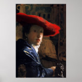 Meisje met een rood Pet Poster (Voorkant)