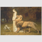 Meisje met een schaap- en leeuwenontkoppelpapier tissuepapier (Voorkant)