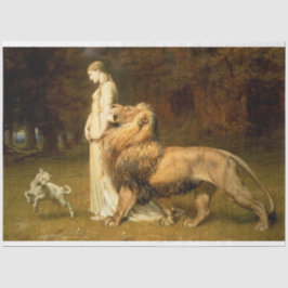 Meisje met een schaap- en leeuwenontkoppelpapier tissuepapier