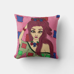 Meisje met een Sierkussen van 16 x 16 inch voor ge