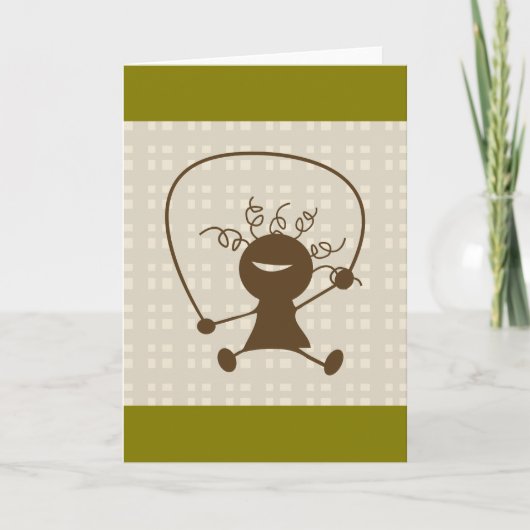 Meisje met een springtouw Wenskaarten Kaart (Voorkant)